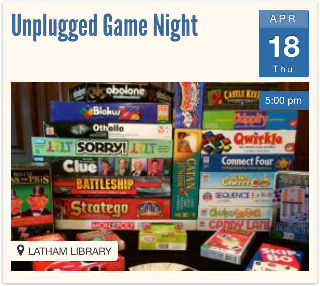 Unplugged Game Night on April 18