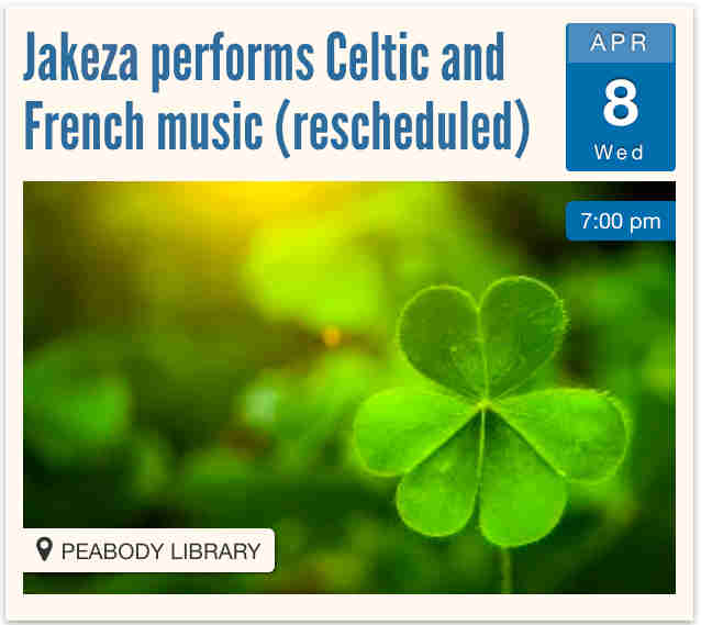 Celtic and French Music rescheduled to April 8